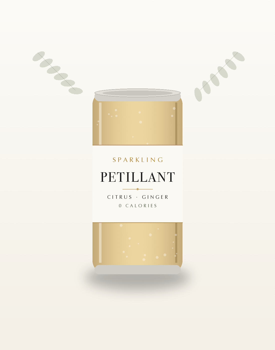 A can of Petillant lightly flavored sparkling water